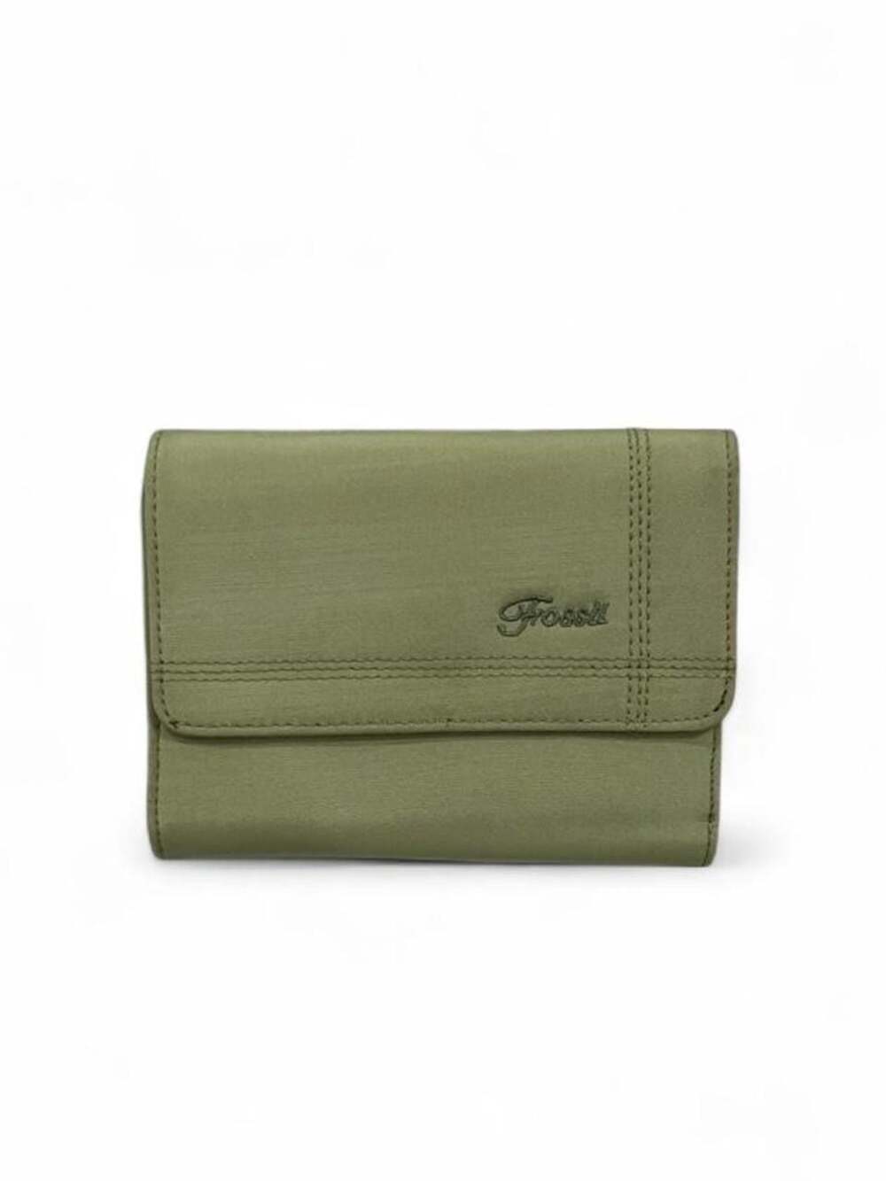 Fossil Sage Green Nylon/Textile Trifold Wallet with External Zip Pocket